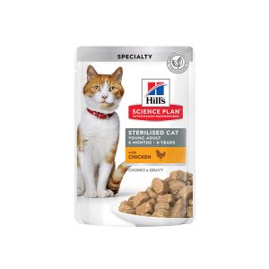 Hill’s Science Plan Sterilised Cat Adult Cat Wet Food With Chicken Pouches (85g)