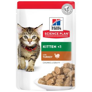 Hill’s Science Plan Tender Chunks In Gravy Kitten Turkey Pouches (85g)